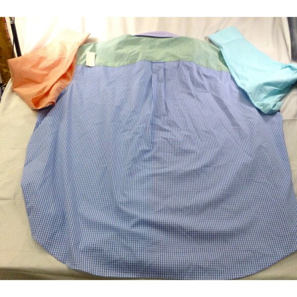 NWT Izod Colorblock Gingham Button Down Shirt Preppy Casual Summer Mens 4XL - Picture 15 of 15